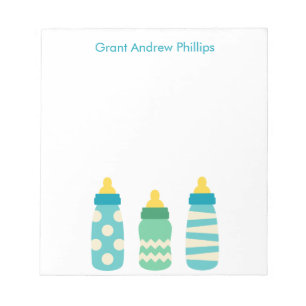 Blue Baby Bottles Personalized Notepad