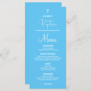Blue Baby Boy 4x9 Baptism Menu Card