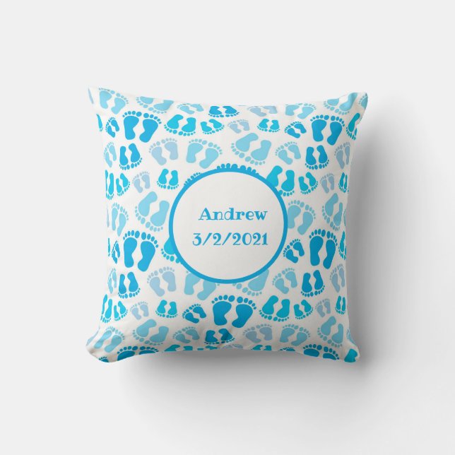 Blue Baby Boy Baby Shower New Baby Gift Throw Pillow (Front)