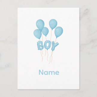 Blue Baby Boy Balloon Celebration Postcard
