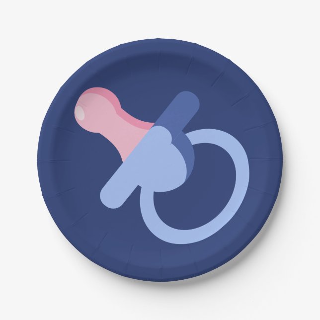 BLUE BABY BOY BINKY PAPER PLATE (Front)