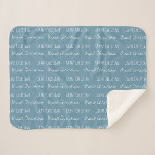Blue Baby Boy Blanket Custom name repeated