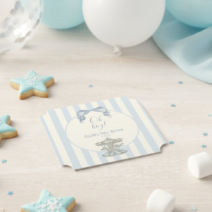 Blue Baby Boy Bow Carousel Vintage Franch strip Paper Coaster