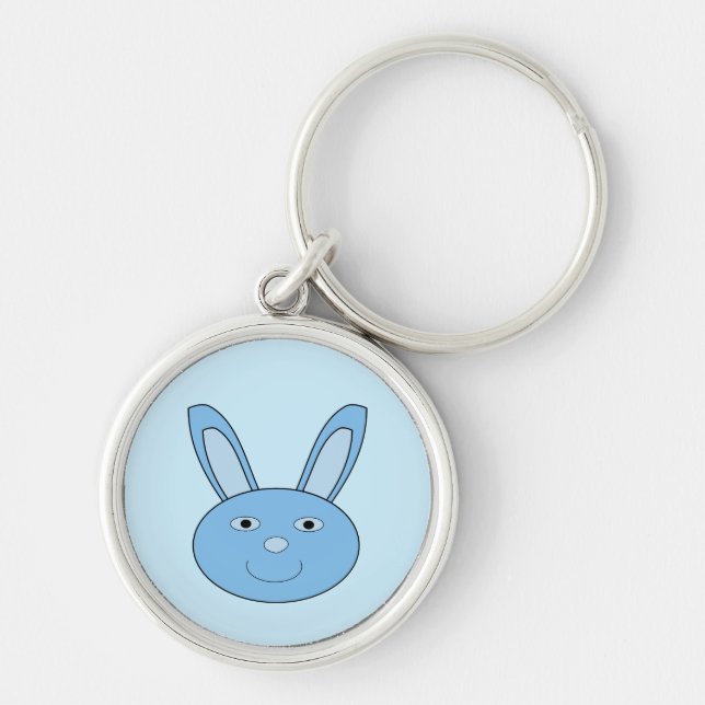 Blue baby Boy Bunny Face Spring Easter Keychain (Front)
