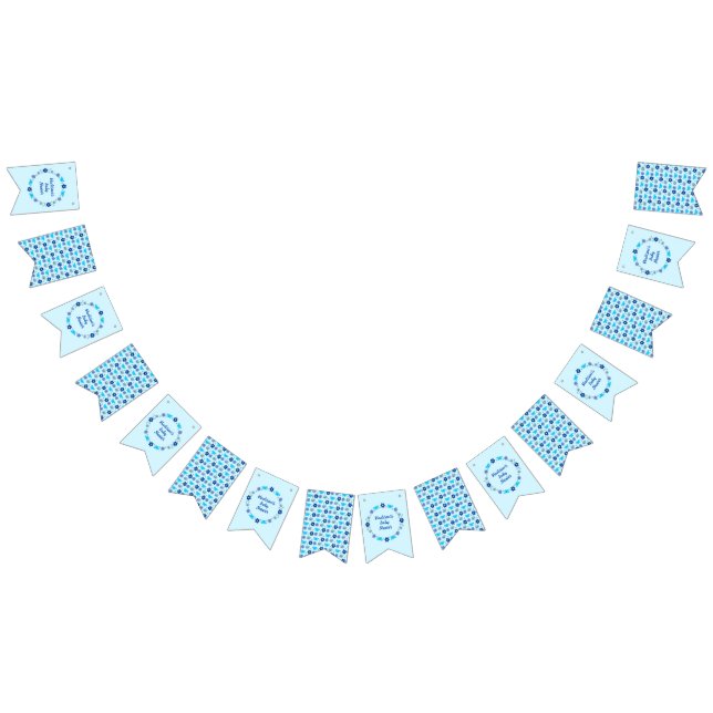 Blue Baby Boy Butterflies and Flowers Baby Shower Bunting Flags (All)