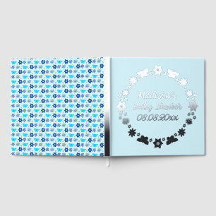 Blue Baby Boy Butterflies and Flowers Baby Shower Guest Book