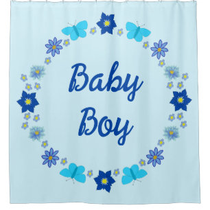 Blue Baby Boy Butterflies and Flowers Custom