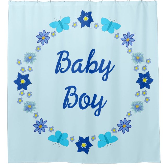 Blue Baby Boy Butterflies and Flowers Custom (Front)