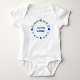 Blue Baby Boy Butterflies and Flowers Custom Bodysuit