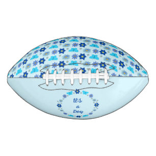 Blue Baby Boy Butterflies and Flowers Custom Football