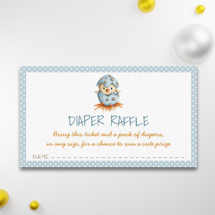 Blue Baby Boy Diaper Raffle with Chick Hatching Enclosure Card