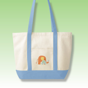 Blue Baby Boy Elephant Tote Bag