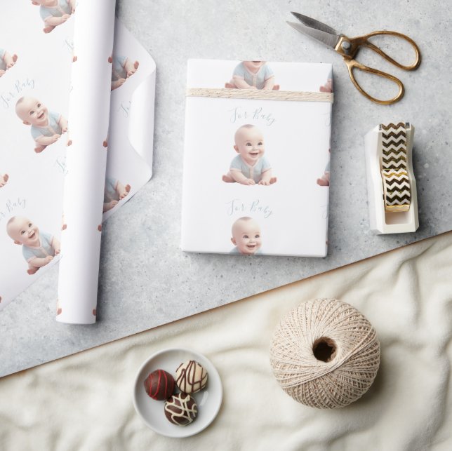 Blue Baby Boy For Baby Shower Wrapping Paper (Crafts)