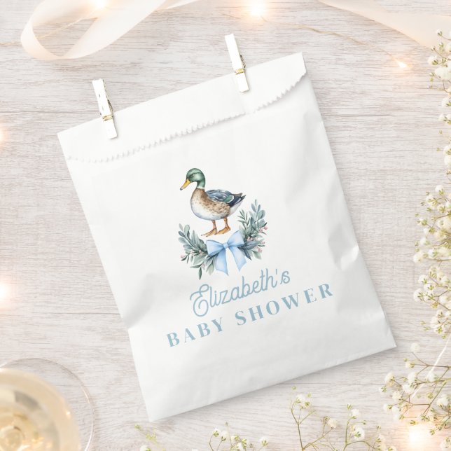 Blue Baby Boy Mallard Duck Baby Shower Favour Bag (Clipped)