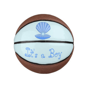 Blue Baby Boy Oyster shell and Pearl Custom Mini Basketball
