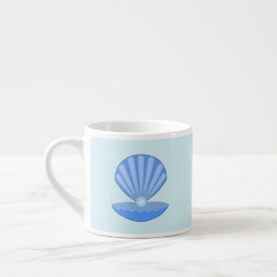 Blue Baby Boy Oyster shell and Pearl Espresso Cup
