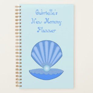 Blue Baby Boy Oyster shell and Pearl New Mom Planner