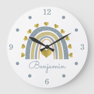 Blue Baby Boy Rainbow Nursery Acrylic Wall Clock