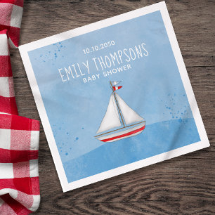 Blue Baby Boy Shower Nautical Custom Napkin