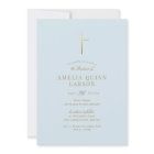 Blue Baby Boy Simple Elegant Gold Cross Baptism