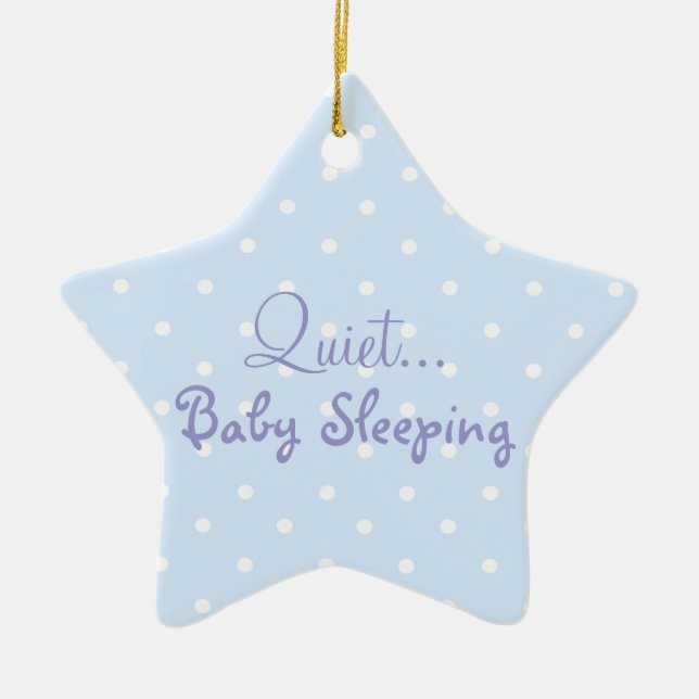 Blue baby boy sleeping door sign ceramic ornament (Front)