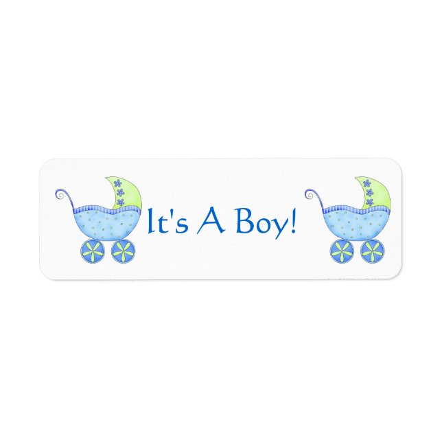 Blue Baby Buggy Carriage It's A Boy Customized (Front)