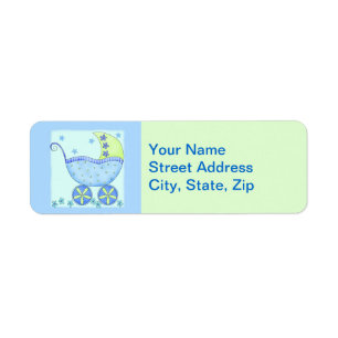 Blue Baby Buggy Carriage Shower Customized