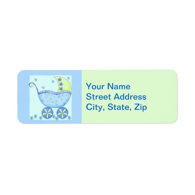 Blue Baby Buggy Carriage Shower Customized (Front)