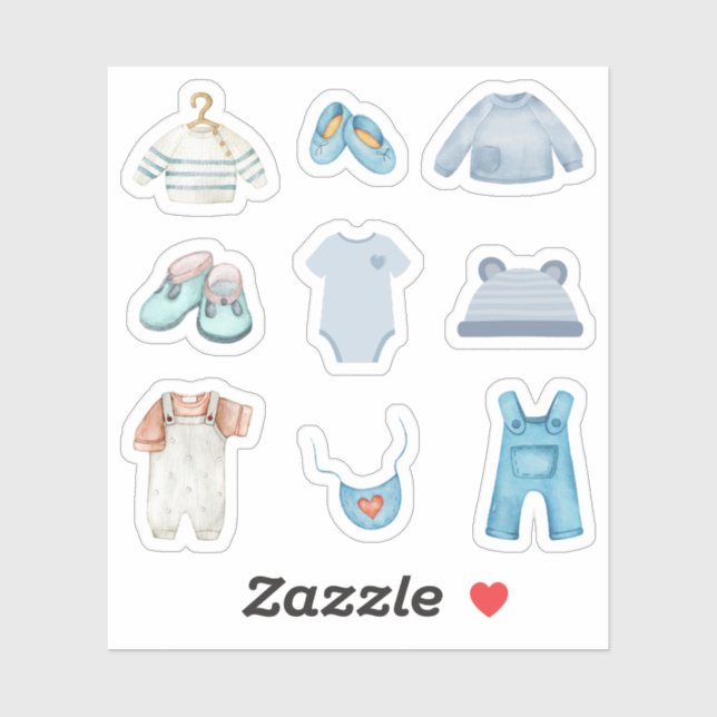 Blue Baby Clothes Stickers (Sheet)