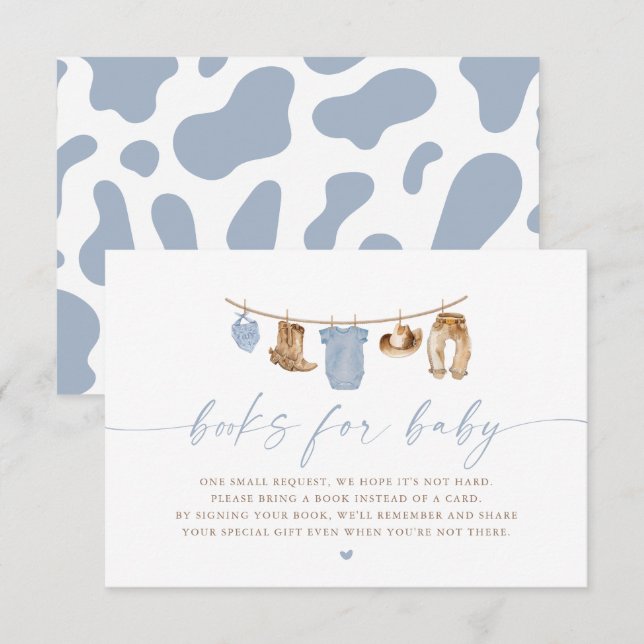 Blue Baby Clothesline Little Cowboy Baby Shower Invitation (Front/Back)