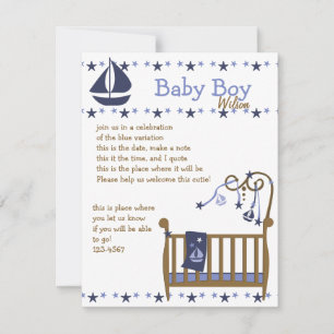 Blue Baby Crib Invitation