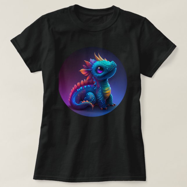 Blue Baby Dragon  T-Shirt (Design Front)