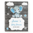Blue Baby Elephant Book Baby Shower Rustic