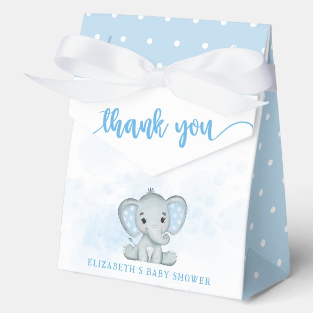Blue Baby Elephant Little Peanut Baby Shower Favor Box (Front)