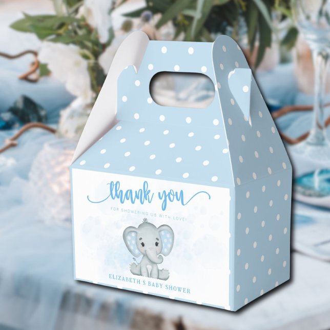 Blue Baby Elephant Little Peanut Baby Shower Favor Box (Creator Uploaded)