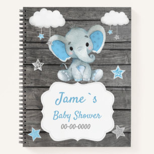 Blue Baby Elephant Livre Baby shower Rustique