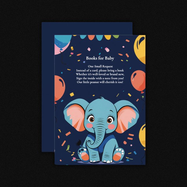 Blue Baby Elephant Party Baby Shower Enclosure Card (Creator Uploaded)