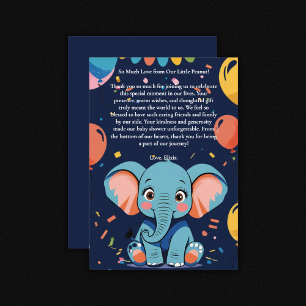 Blue Baby Elephant Party Baby Shower Thank You Card
