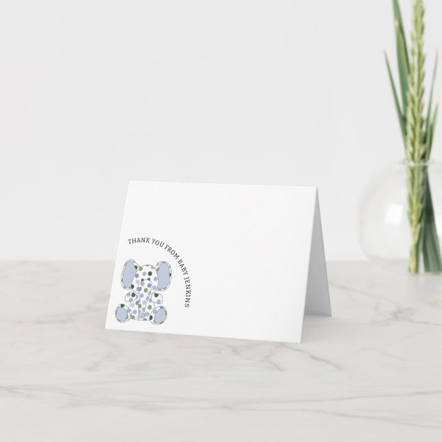 Blue Baby Elephant Thank You Card (Front)
