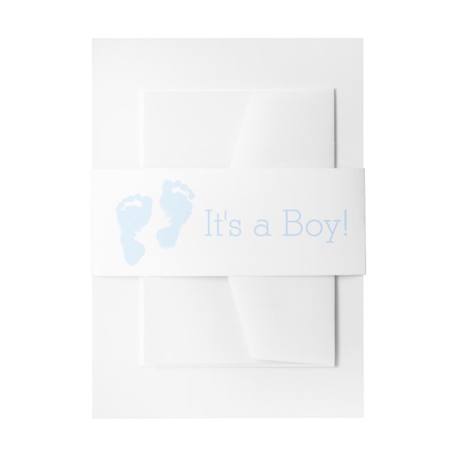 Blue Baby Feet Baby Boy Invitation Belly Band (Front Example)