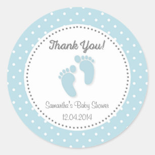Blue Baby Feet Baby Shower Sticker