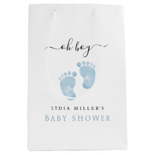 Blue Baby Feet Baby Shower Welcome Baby Boy Medium Gift Bag