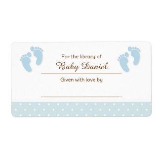 Blue Baby Feet Bookplate Label Sticker