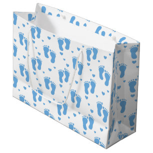 Blue baby feet pattern large gift bag