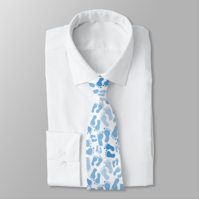 Blue Baby Foot Prints Neck Tie (Tied)
