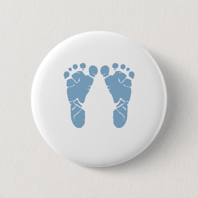 Blue baby footprints 2 inch round button (Front)