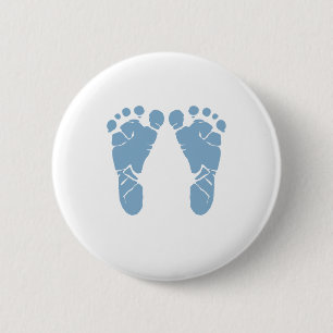 Blue baby footprints 2 inch round button
