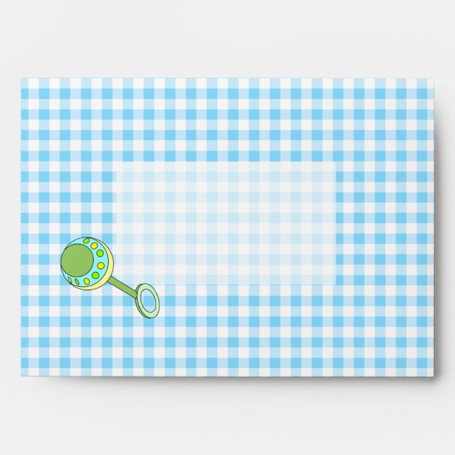 Blue Baby Gingham Envelope (Front)
