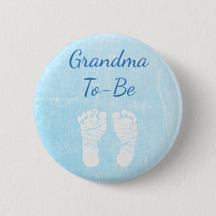 Blue Baby Grandma to be Baby Shower Button