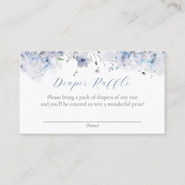 Blue Baby in Bloom Diaper Raffle Ticket  Enclosure Card (Front)